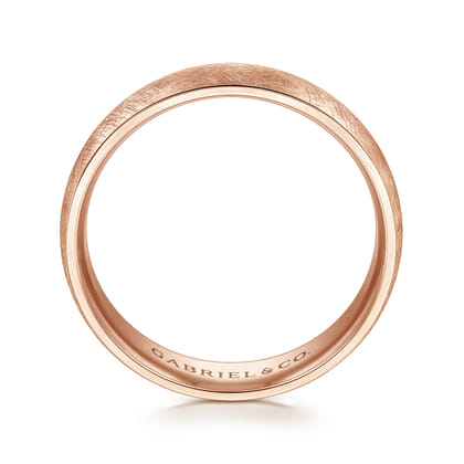 Isaac - 14K Rose Gold 6mm - Men's Wedding Band in Diamond Brush Finish