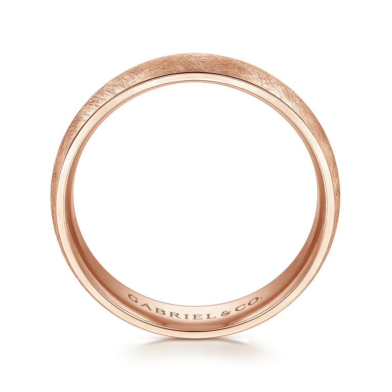 Isaac - 14K Rose Gold 6mm - Men's Wedding Band in Diamond Brush Finish - Shot 2