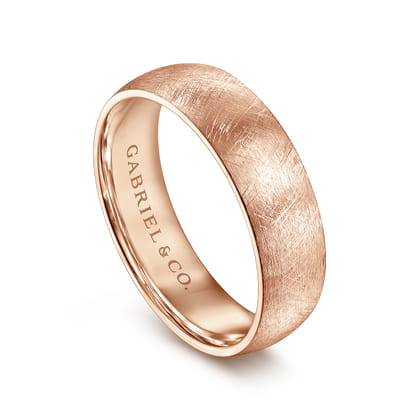 Isaac - 14K Rose Gold 6mm - Men's Wedding Band in Diamond Brush Finish