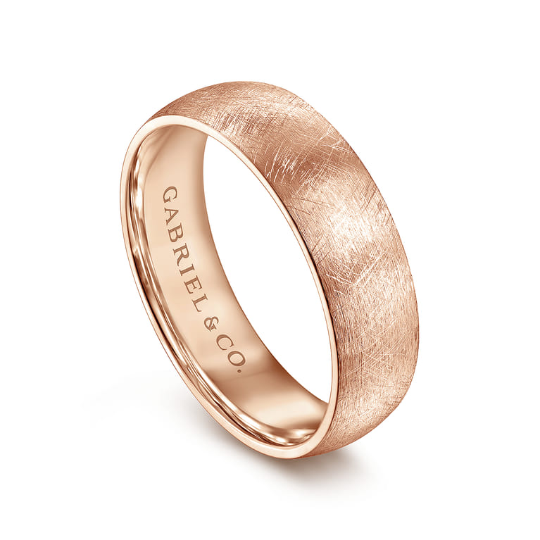 Isaac - 14K Rose Gold 6mm - Men's Wedding Band in Diamond Brush Finish - Shot 3