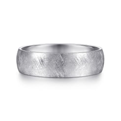 14K White Gold 6mm - Men's Wedding Band in Diamond Brush Finish 
