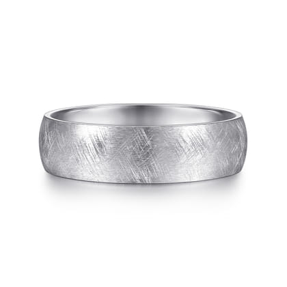 Isaac - 14K White Gold 6mm - Men's Wedding Band in Diamond Brush Finish