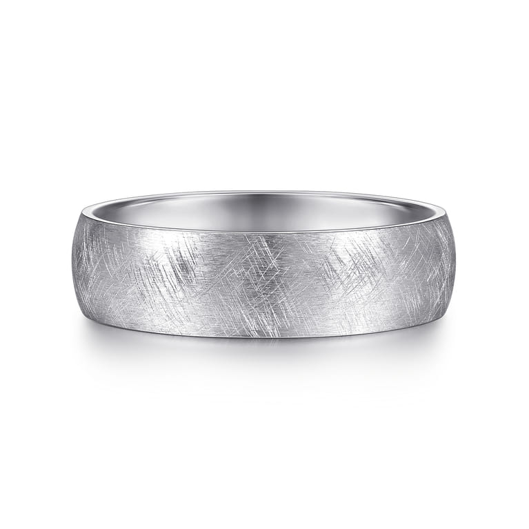 Isaac - 14K White Gold 6mm - Men's Wedding Band in Diamond Brush Finish - Shot 1
