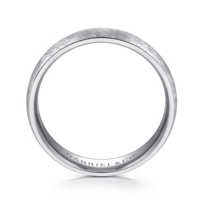 Isaac - 14K White Gold 6mm - Men's Wedding Band in Diamond Brush Finish