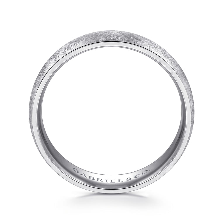 Isaac - 14K White Gold 6mm - Men's Wedding Band in Diamond Brush Finish - Shot 2