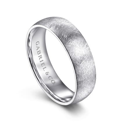 Isaac - 14K White Gold 6mm - Men's Wedding Band in Diamond Brush Finish