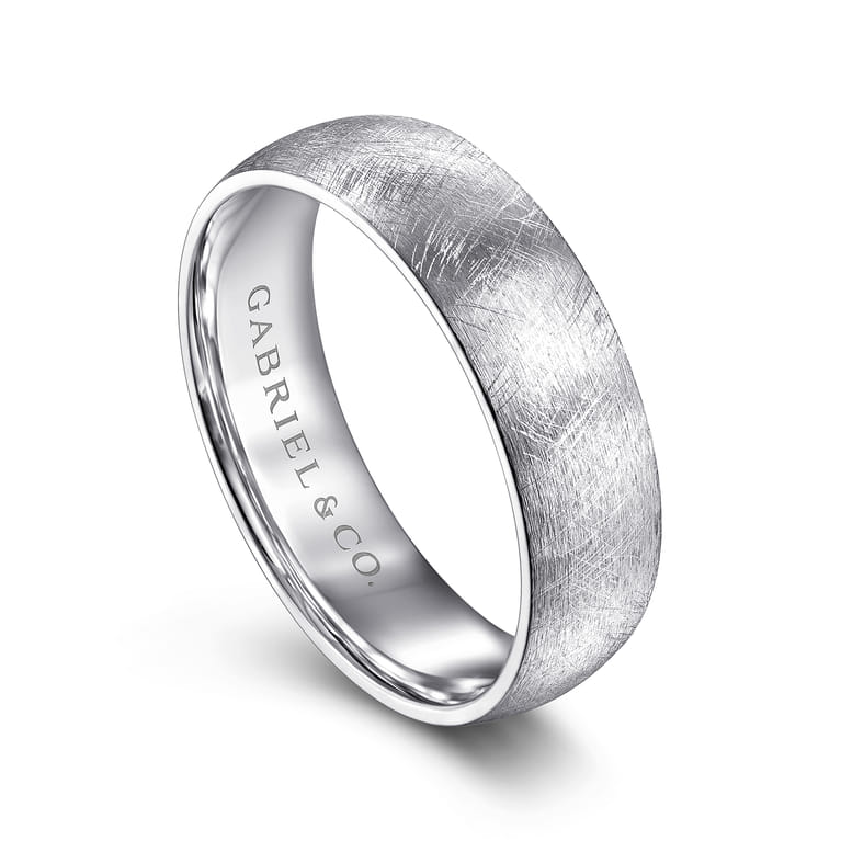 Isaac - 14K White Gold 6mm - Men's Wedding Band in Diamond Brush Finish - Shot 3