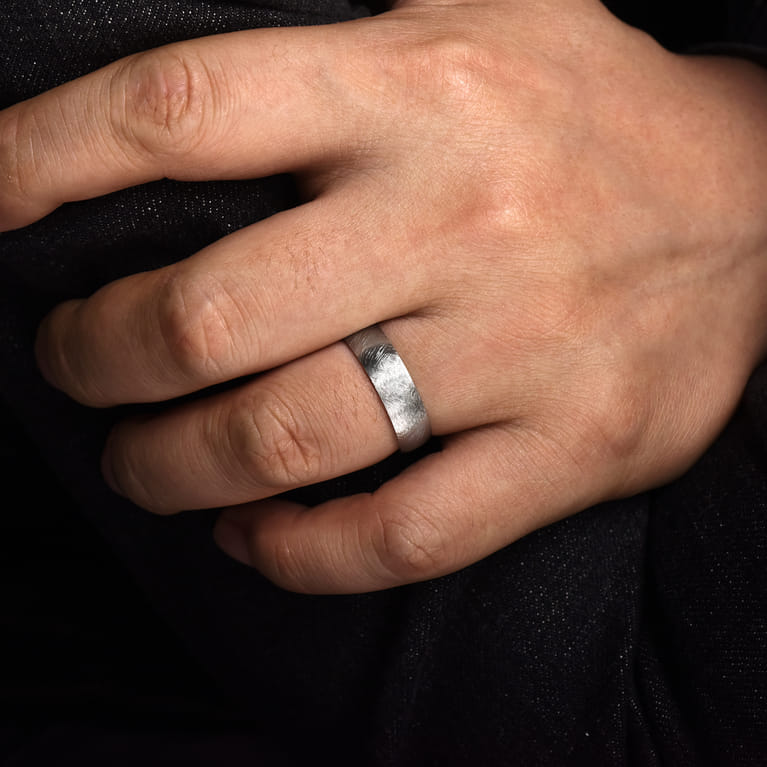 Isaac - 14K White Gold 6mm - Men's Wedding Band in Diamond Brush Finish - Shot 5