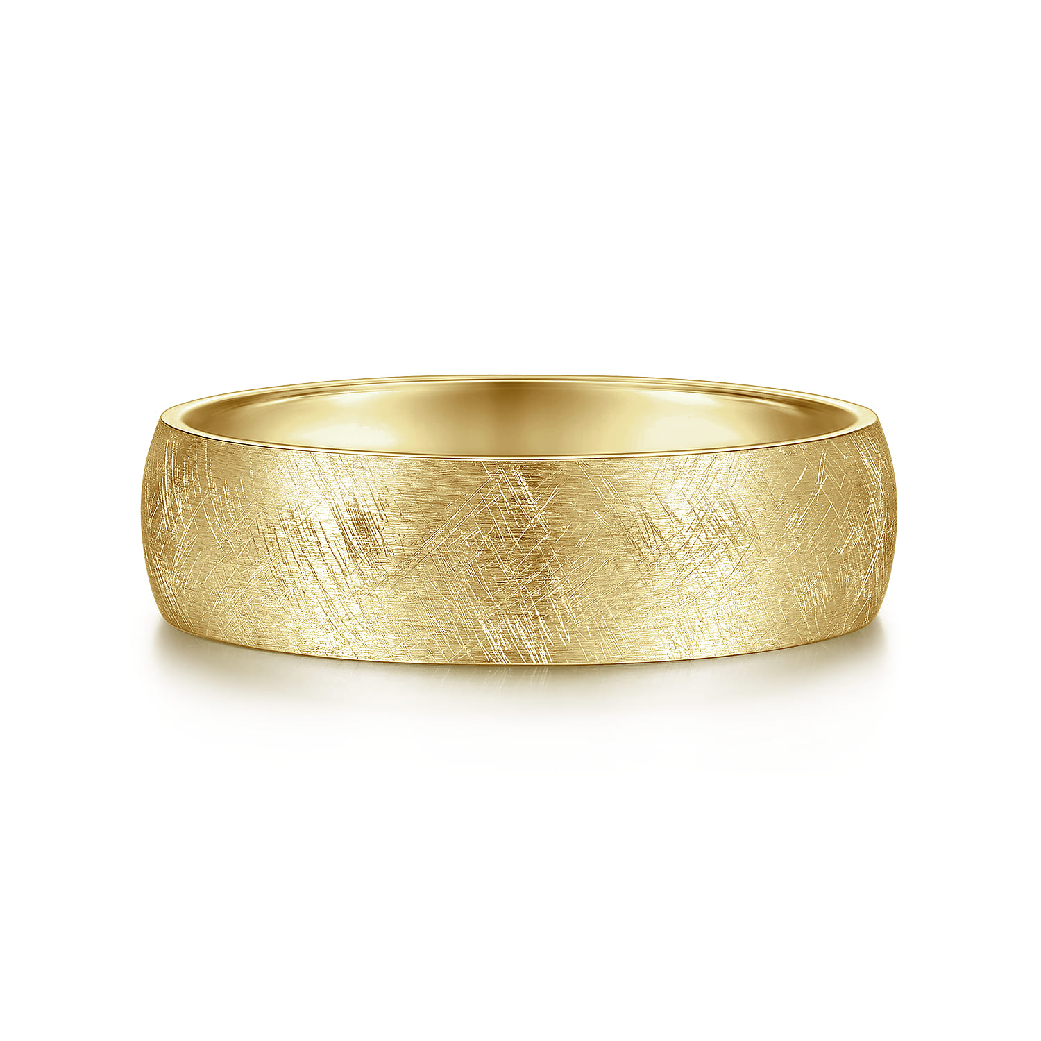 Isaac - 14K Yellow Gold 6mm - Men's Wedding Band in Diamond Brush Finish - Shot 1