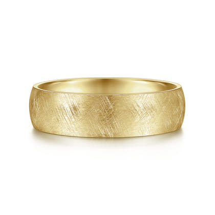 Isaac - 14K Yellow Gold 6mm - Men's Wedding Band in Diamond Brush Finish