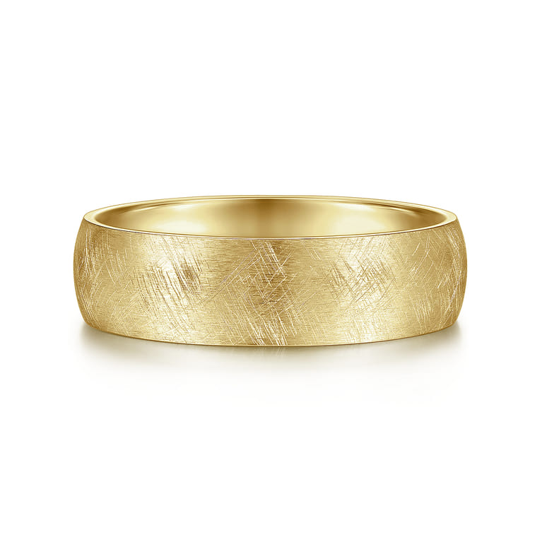 Isaac - 14K Yellow Gold 6mm - Men's Wedding Band in Diamond Brush Finish - Shot 1