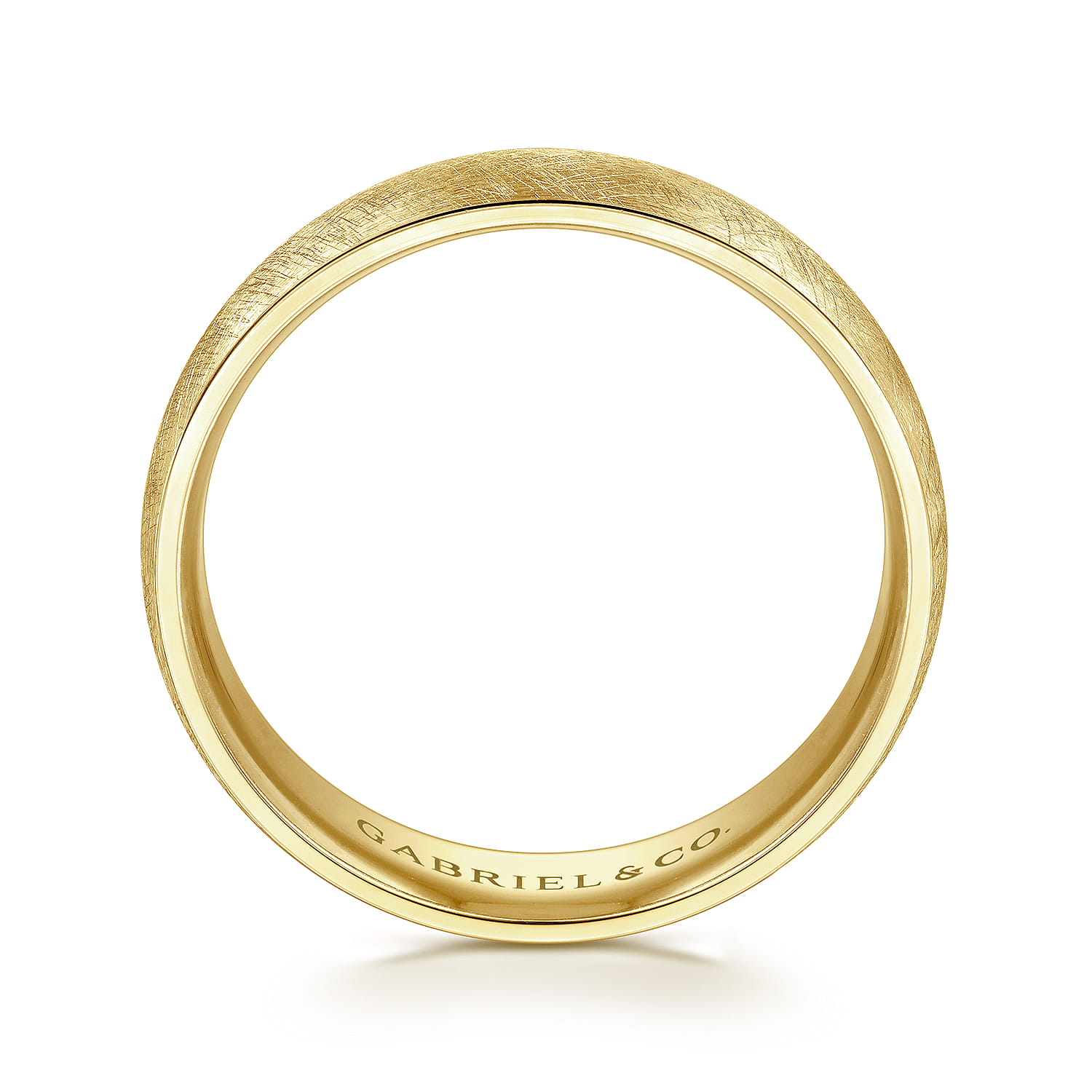 Isaac - 14K Yellow Gold 6mm - Men's Wedding Band in Diamond Brush Finish - Shot 2