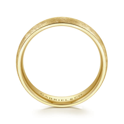 Isaac - 14K Yellow Gold 6mm - Men's Wedding Band in Diamond Brush Finish