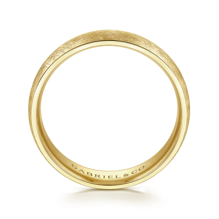 Isaac - 14K Yellow Gold 6mm - Men's Wedding Band in Diamond Brush Finish - Shot 2