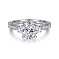 Isabel - 14K White Gold Oval Three Stone Diamond Engagement Ring