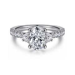 Isabel - 14K White Gold Oval Three Stone Diamond Engagement Ring