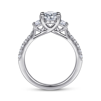 Isabel - 14K White Gold Oval Three Stone Diamond Engagement Ring