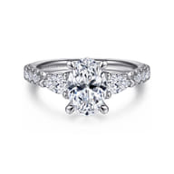 Isadora - 14K White Gold Oval Three Stone Diamond Engagement Ring