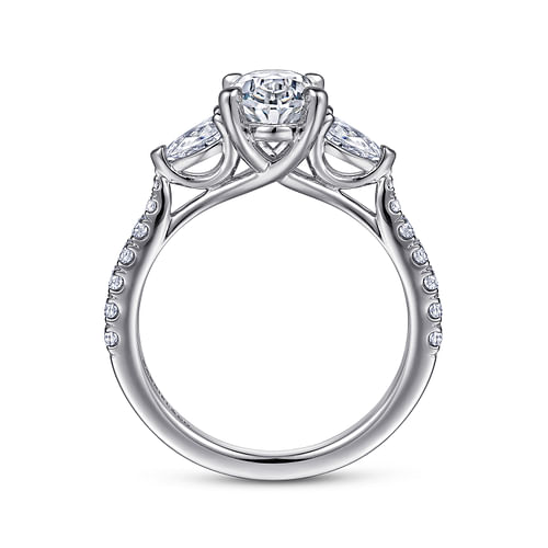 Isadora - 14K White Gold Oval Three Stone Diamond Engagement Ring - 0.72 ct - Shot 2