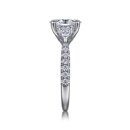 Isadora - 14K White Gold Oval Three Stone Diamond Engagement Ring