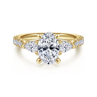 Isadora - 14K Yellow Gold Oval Three Stone Diamond Engagement Ring