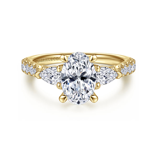 14K Yellow Gold Oval Three Stone Diamond Engagement Ring @ $4650. Shop ...