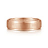 Isaiah - 14K Rose Gold 6mm - Beveled Edge Satin Finish Men's Wedding Band