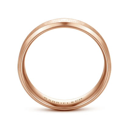 Isaiah - 14K Rose Gold 6mm - Beveled Edge Satin Finish Men's Wedding Band