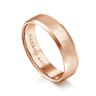 Isaiah - 14K Rose Gold 6mm - Beveled Edge Satin Finish Men's Wedding Band