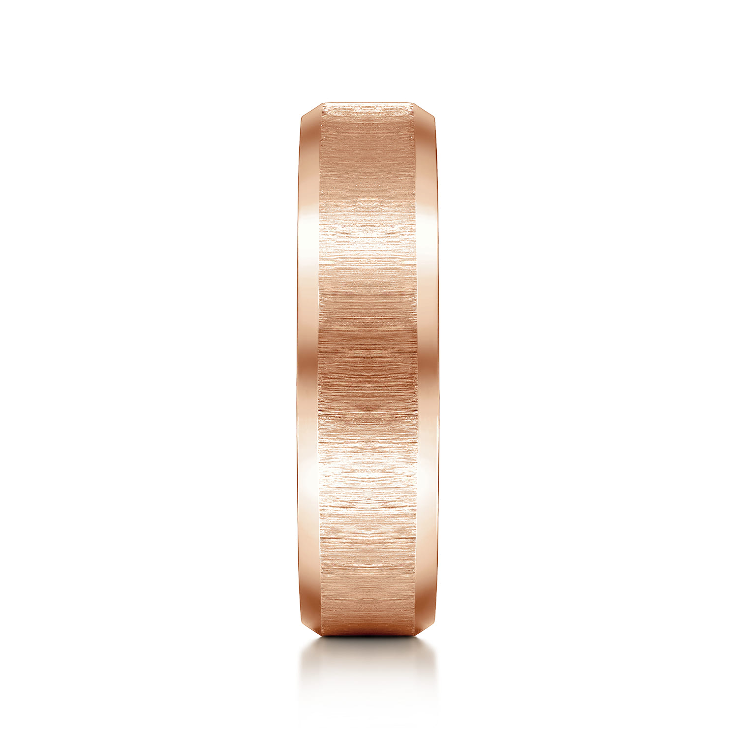 Isaiah - 14K Rose Gold 6mm - Beveled Edge Satin Finish Men's Wedding Band - Shot 4