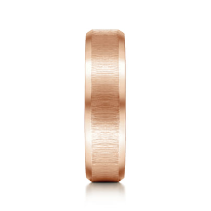 Isaiah - 14K Rose Gold 6mm - Beveled Edge Satin Finish Men's Wedding Band