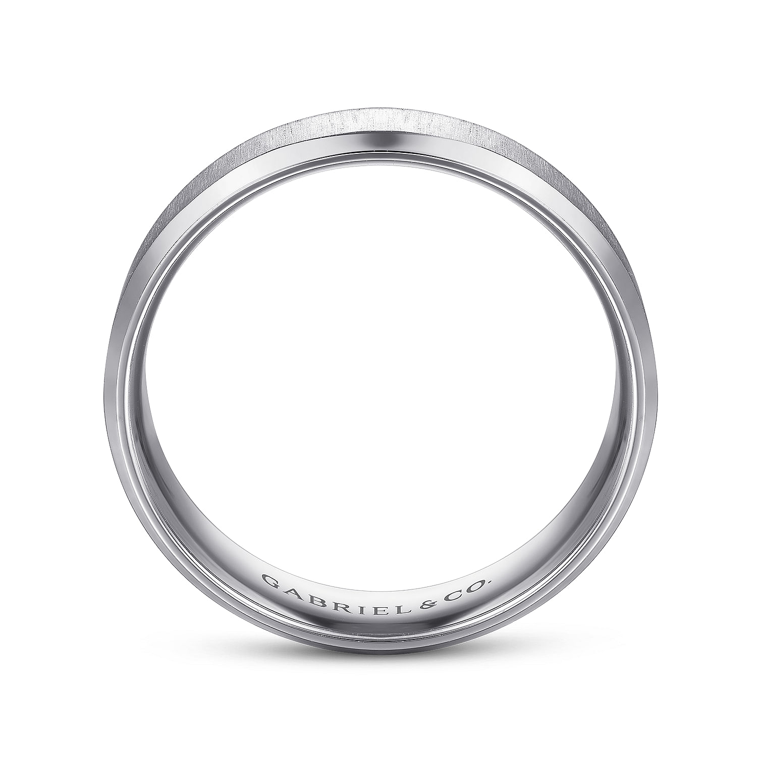 Isaiah - 14K White Gold 6mm - Beveled Edge Satin Finish Men's Wedding Band - Shot 2