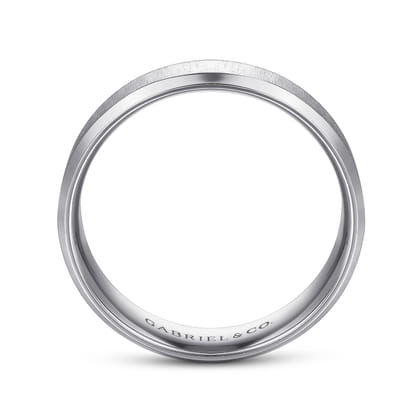 Isaiah - 14K White Gold 6mm - Beveled Edge Satin Finish Men's Wedding Band