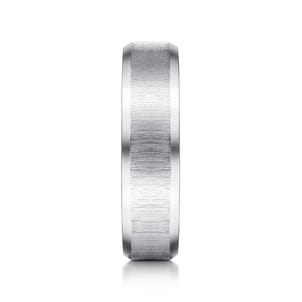 Isaiah - 14K White Gold 6mm - Beveled Edge Satin Finish Men's Wedding Band