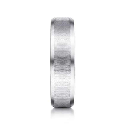 Isaiah - 14K White Gold 6mm - Beveled Edge Satin Finish Men's Wedding Band