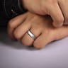 Isaiah - 14K White Gold 6mm - Beveled Edge Satin Finish Men's Wedding Band