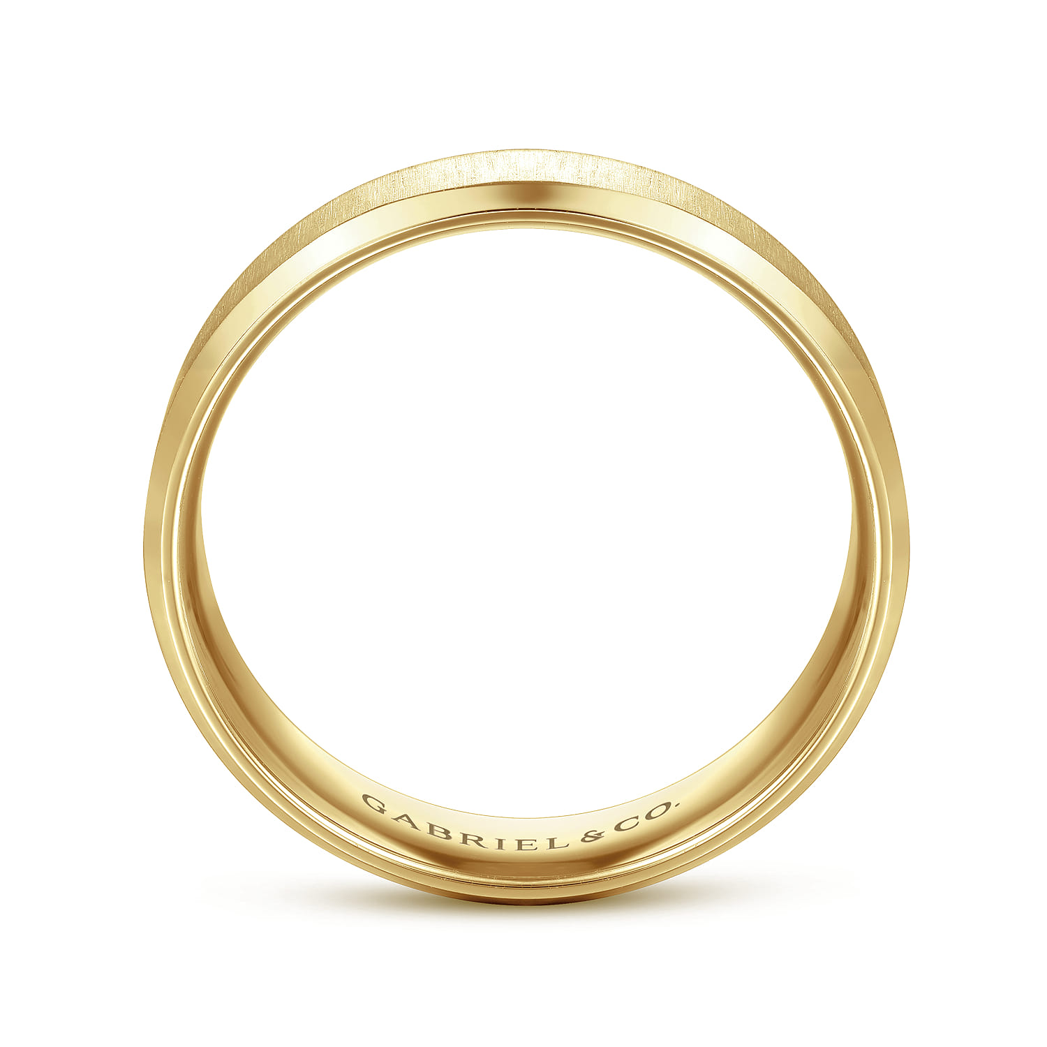 Isaiah - 14K Yellow Gold 6mm - Beveled Edge Satin Finish Men's Wedding Band - Shot 2