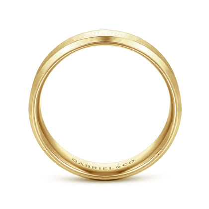 Isaiah - 14K Yellow Gold 6mm - Beveled Edge Satin Finish Men's Wedding Band