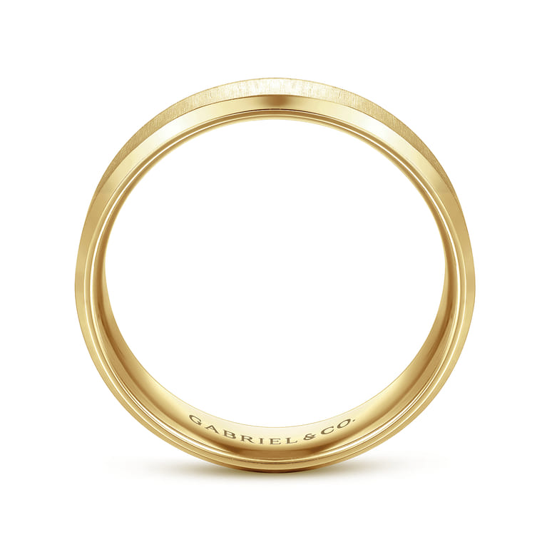 Isaiah - 14K Yellow Gold 6mm - Beveled Edge Satin Finish Men's Wedding Band - Shot 2
