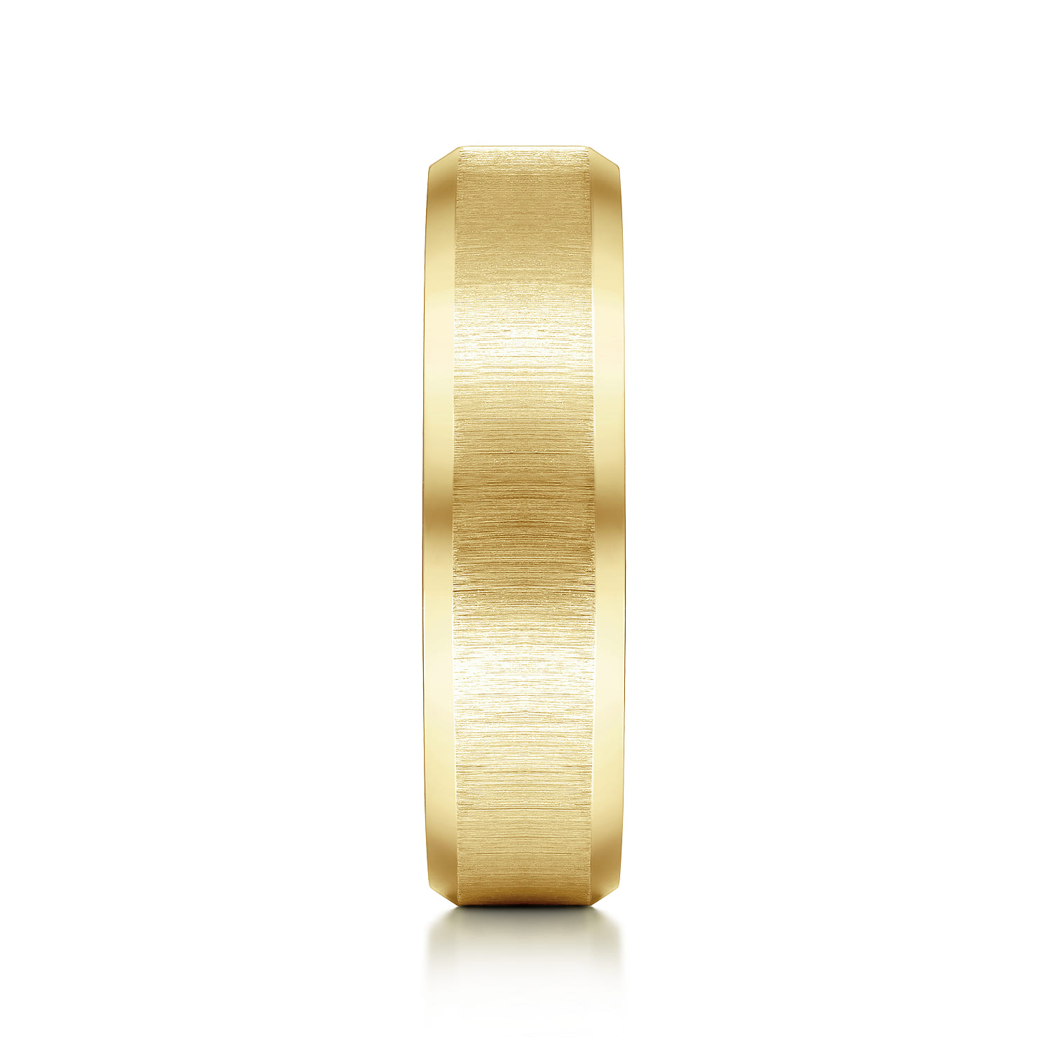 Isaiah - 14K Yellow Gold 6mm - Beveled Edge Satin Finish Men's Wedding Band - Shot 4