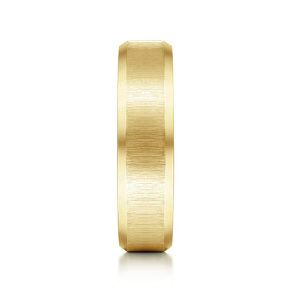 Isaiah - 14K Yellow Gold 6mm - Beveled Edge Satin Finish Men's Wedding Band