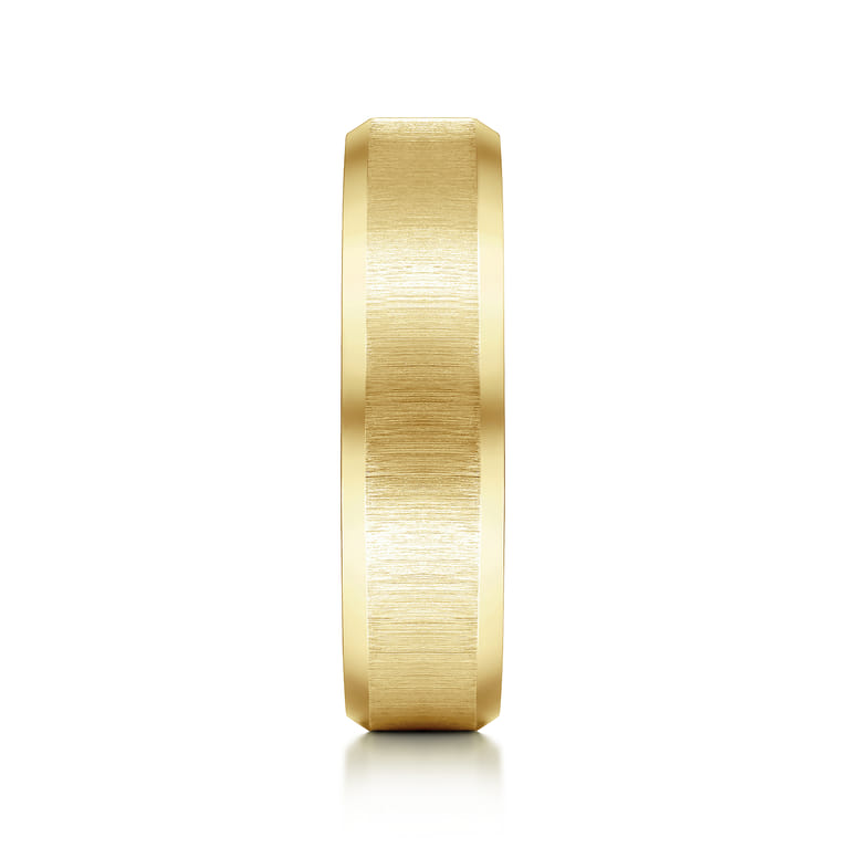 Isaiah - 14K Yellow Gold 6mm - Beveled Edge Satin Finish Men's Wedding Band - Shot 4