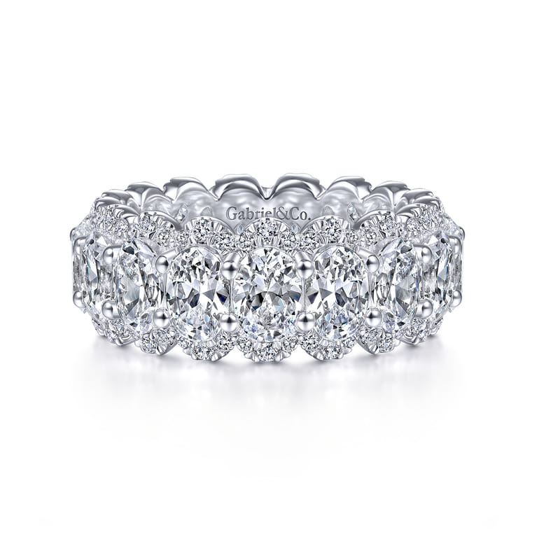 Eternity Band Wedding Ring in 14k White Gold with Oval Natural Diamond at Gabriel & Co. - Shot 1