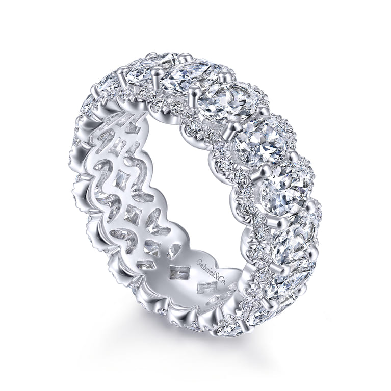 Eternity Band Wedding Ring in 14k White Gold with Oval Natural Diamond at Gabriel & Co. - Shot 3
