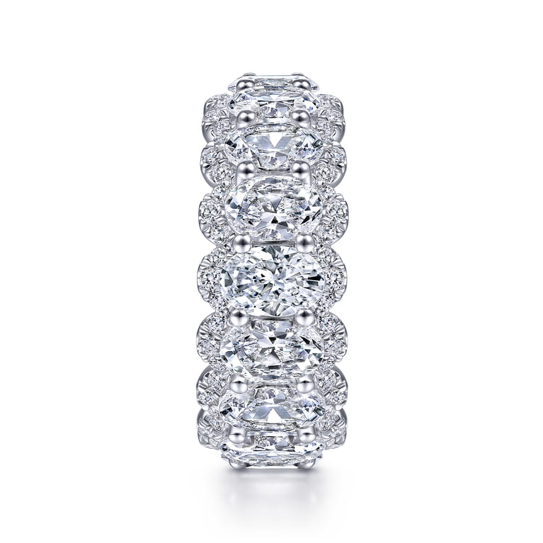 Eternity Band Wedding Ring in 14k White Gold with Oval Natural Diamond at Gabriel & Co. - Shot 4