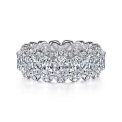 Ischia - 14K White Gold Oval Diamond Halo Eternity Band