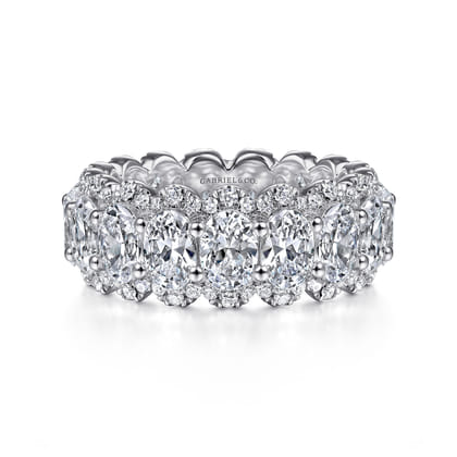 Ischia - 14K White Gold Oval Diamond Halo Eternity Band