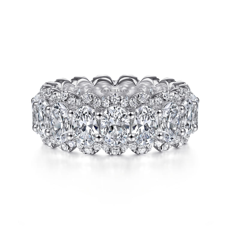 Eternity Band Wedding Ring in 14k White Gold with Oval Natural Diamond at Gabriel & Co. - Shot 1