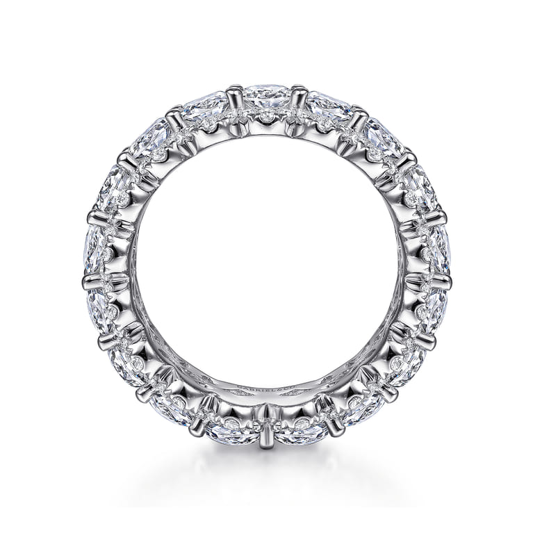 Eternity Band Wedding Ring in 14k White Gold with Oval Natural Diamond at Gabriel & Co. - Shot 2