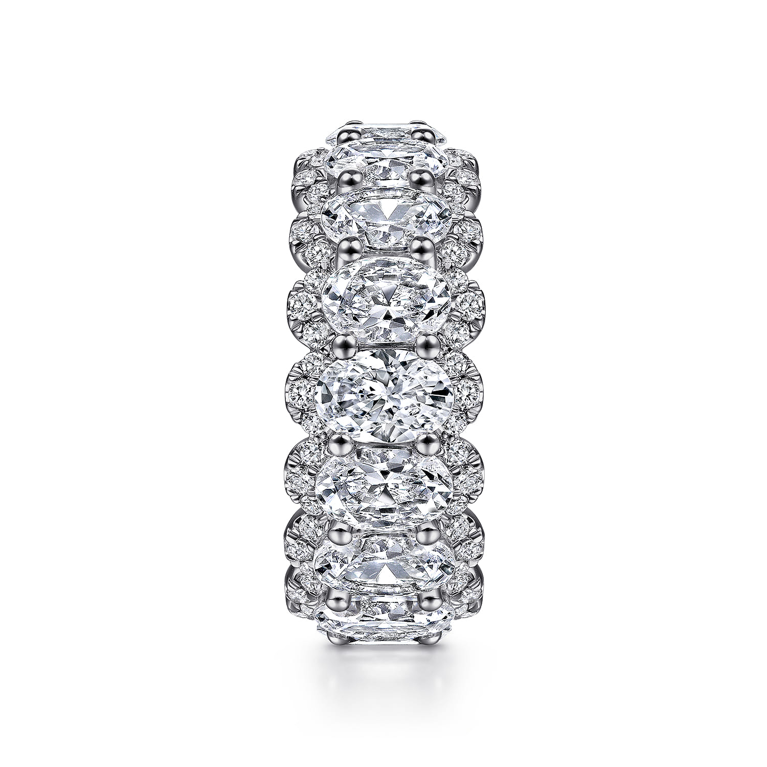 Eternity Band Wedding Ring in 14k White Gold with Oval Natural Diamond at Gabriel & Co. - Shot 4